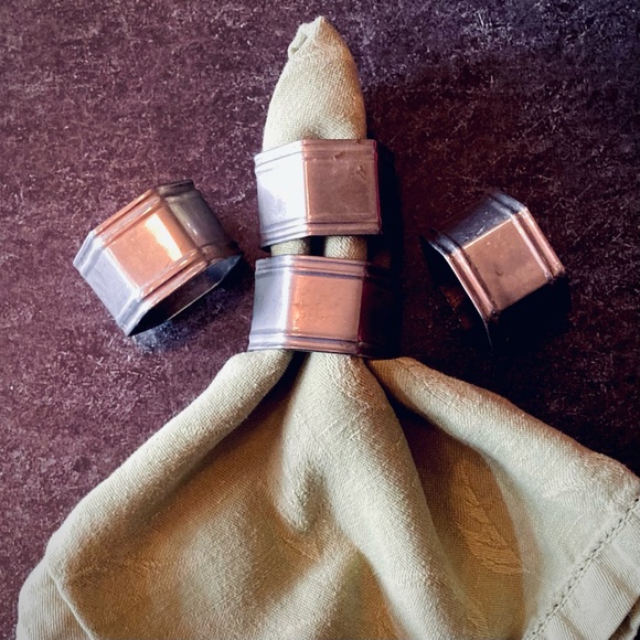 Set of Four Hexagonal Silver Napkin Rings - Picture 3 of 9